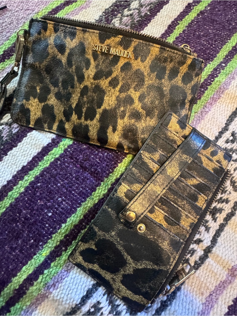 Steve Madden Leopard Print Wristlet in Brown and Black - Picture 2 of 2